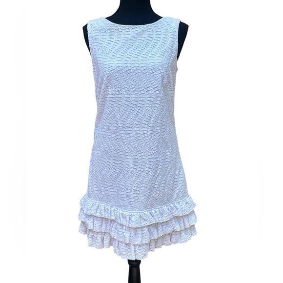 Lilly Pulitzer Dresses & Skirts - Lilly Pulitzer Rosemary Dress White Eyelet Sleeveless Ruffle Hem Summer Size 4